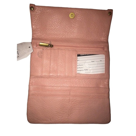 𝅺time and Tru Light Pink w Gold‎ Accent Farrah Flap Front Soft Wallet NWT - Picture 5 of 8